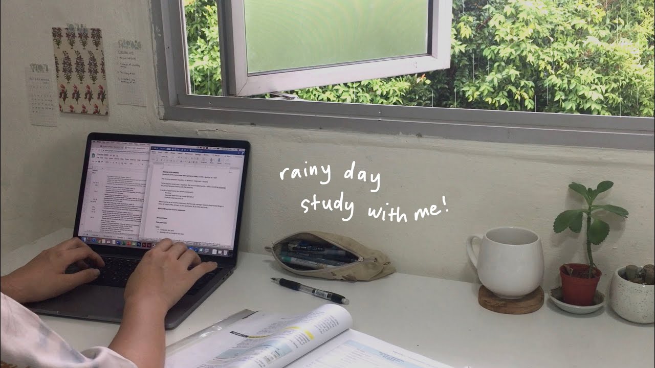 rainy day study with me | 1 hour real time
