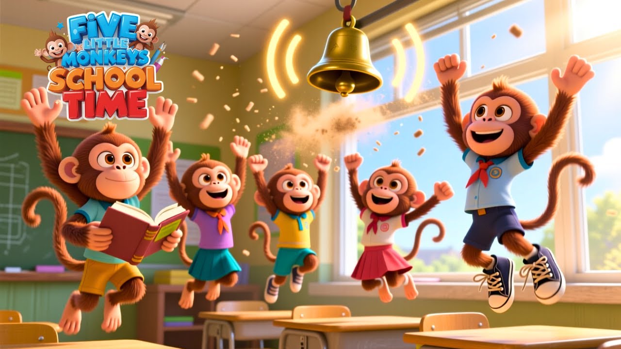 Five Little Monkeys – Fun School Time Counting Song!