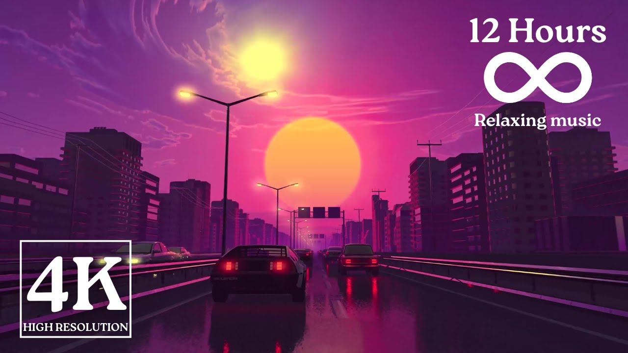 Purple Highway🛣️ Cruise Wallpaper Loop | Perfect Screensaver | 12 Hours 4K #highway #car #sunset