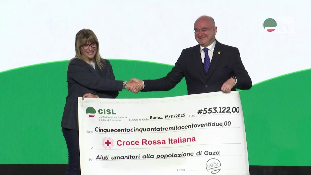 Maratona per la Pace. Ringraziamenti e presentazione assegno sottoscrizione Cisl “SOS GAZA”