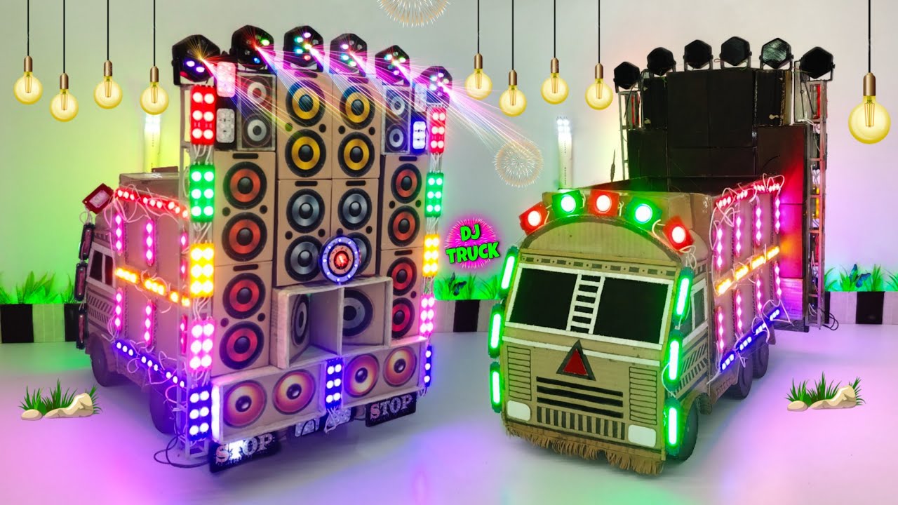 Homemade New Mini Dj Setup loading | how to make mini dj box and dj light | cardboard dj gadi