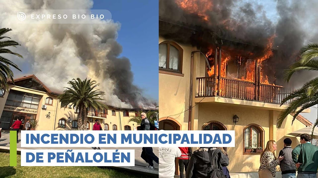 Incendio en Municipalidad de Peñalolén: Bomberos trabaja en la emergencia (EPM)