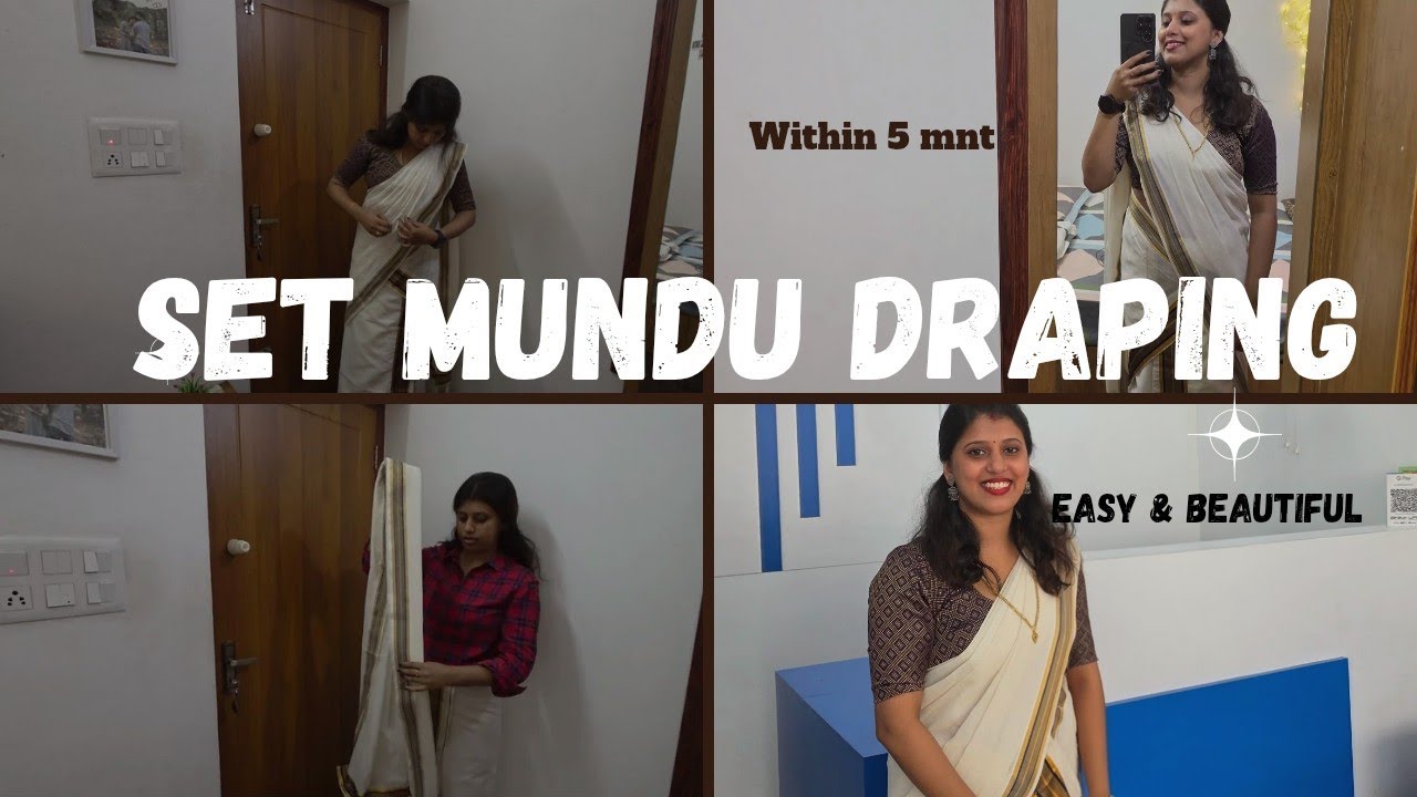 സെറ്റ് മുണ്ട് ഇനി വെറും 5 മിനിറ്റ് കൊണ്ട് ഉടുക്കാം 👌♥️ #setmund #malayalam #draping #viral #youtube 