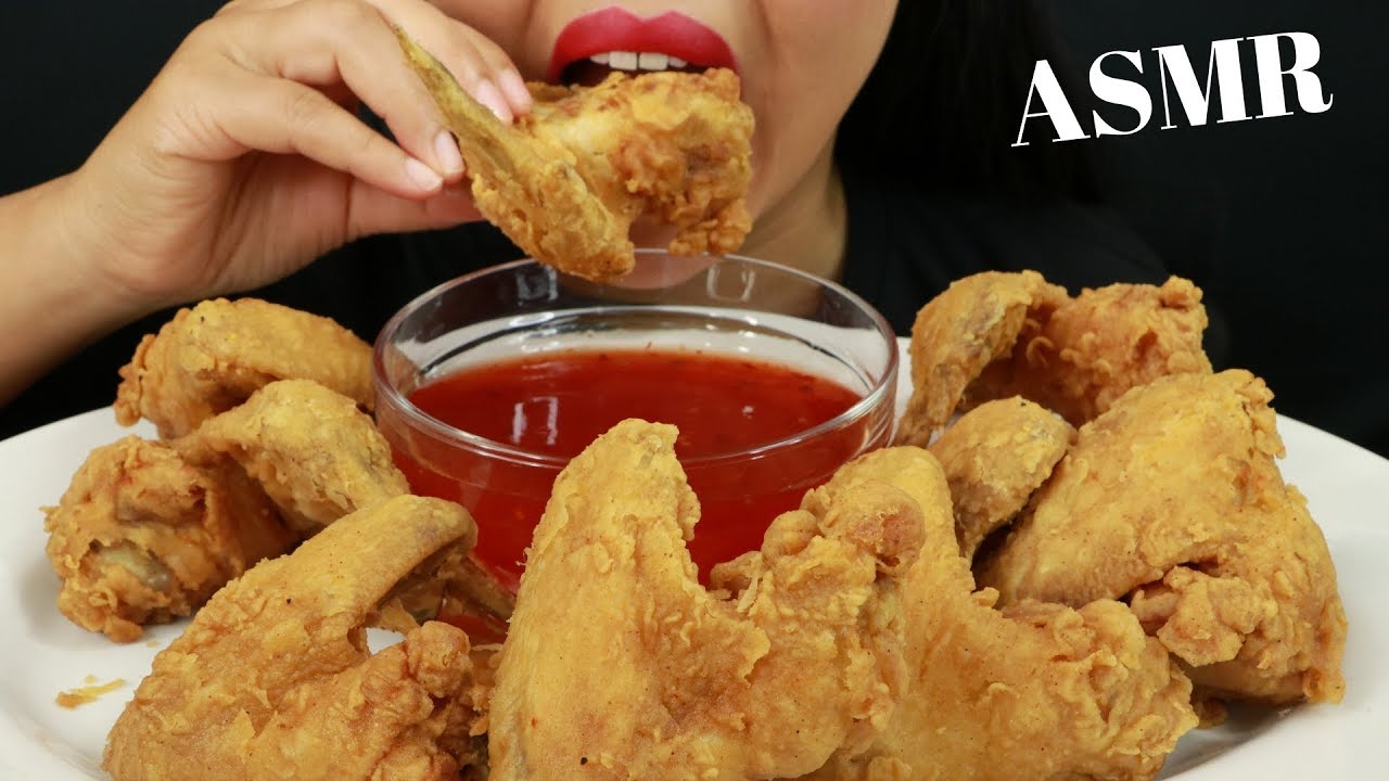 FRIED CHICKEN WINGS WITH SWEET & SOUR SAUCE ~ ASMR ( No Talking )