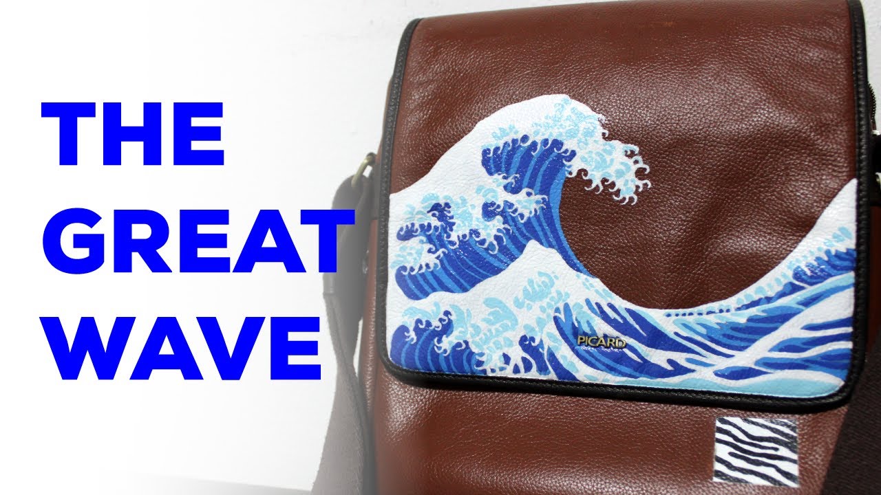 How to Paint a Leather Bag (The Great Wave)