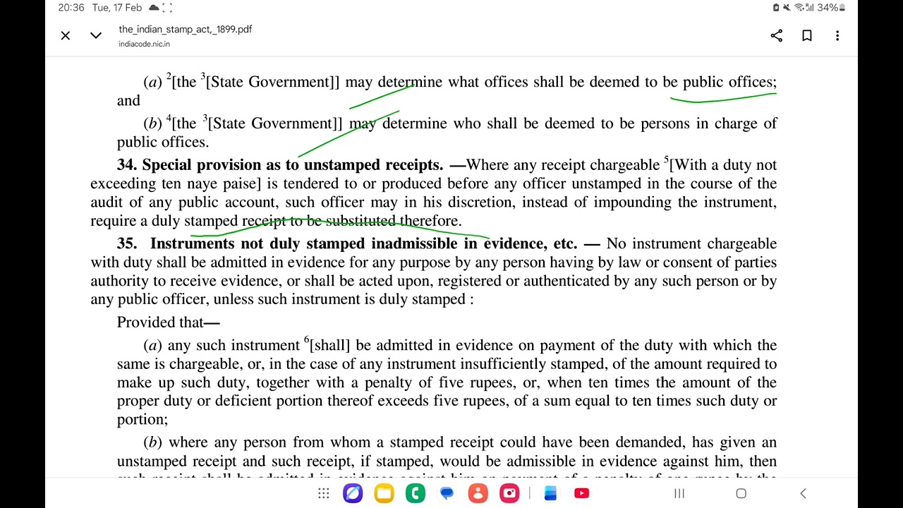 Indian stamp act, section 33-71