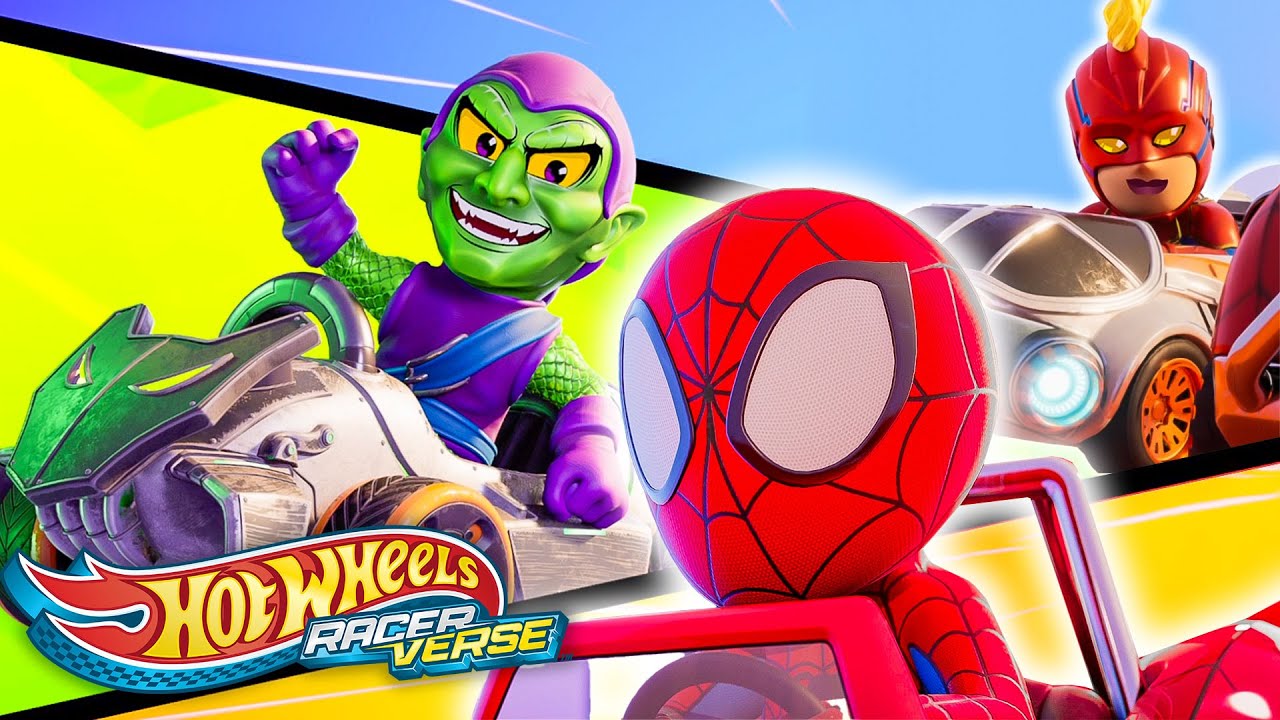 Spider-Man i Kapitan Marvel ścigają się z Zielonym Goblinem! | Hot Wheels RacerVerse