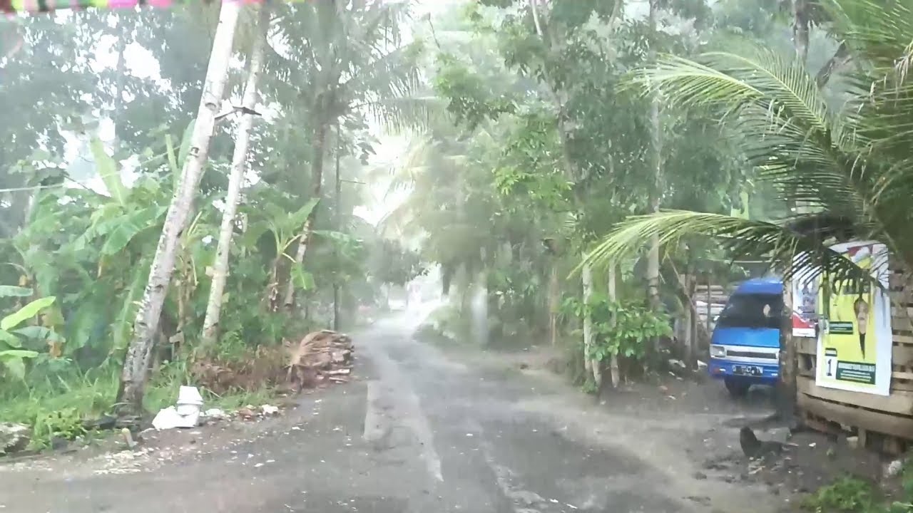 Heavy rain accompanied by thunderstorms in my village | Making the atmosphere quiet, Let's relax
