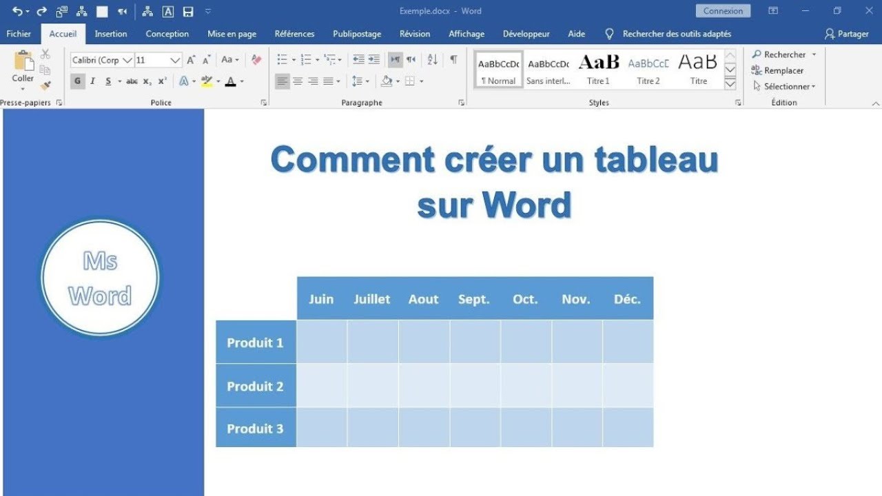 Comment Créer Un Tableau Sur Word ?