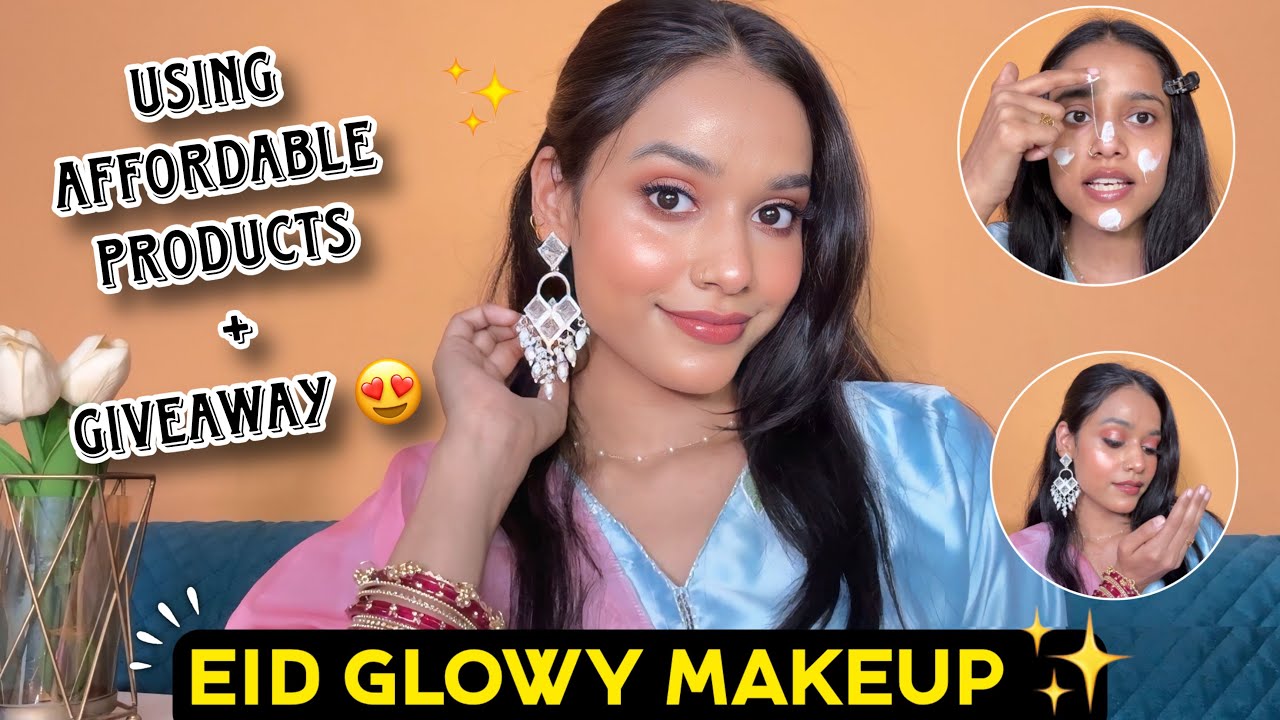 😍🌙EID GLOWY MAKEUP STEP BY STEP FOR BEGINNERS + GIVEAWAY ANNOUNCEMENT #makeupremix #eidmakeup 