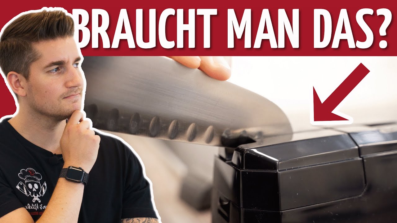 Damastmesser schärfen mit Messerschärfer und Streichriemen / Leder