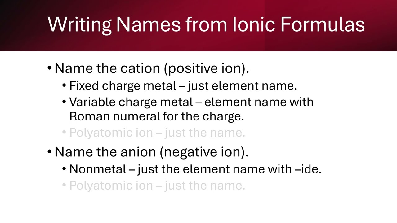 1320 Binary Ionic Nomenclature Procedure Part 2
