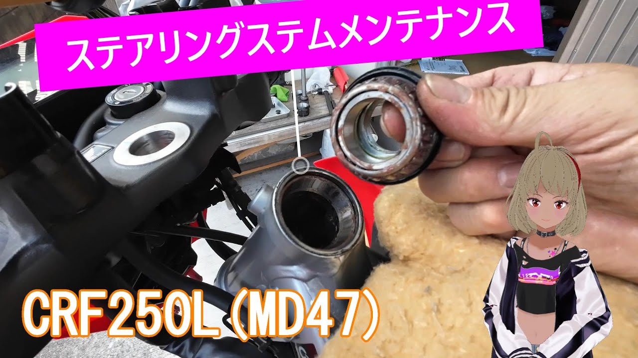 【ステアリングステム】CRF250Lフロントタイヤ交換のついでに、やってみた！【MD47】