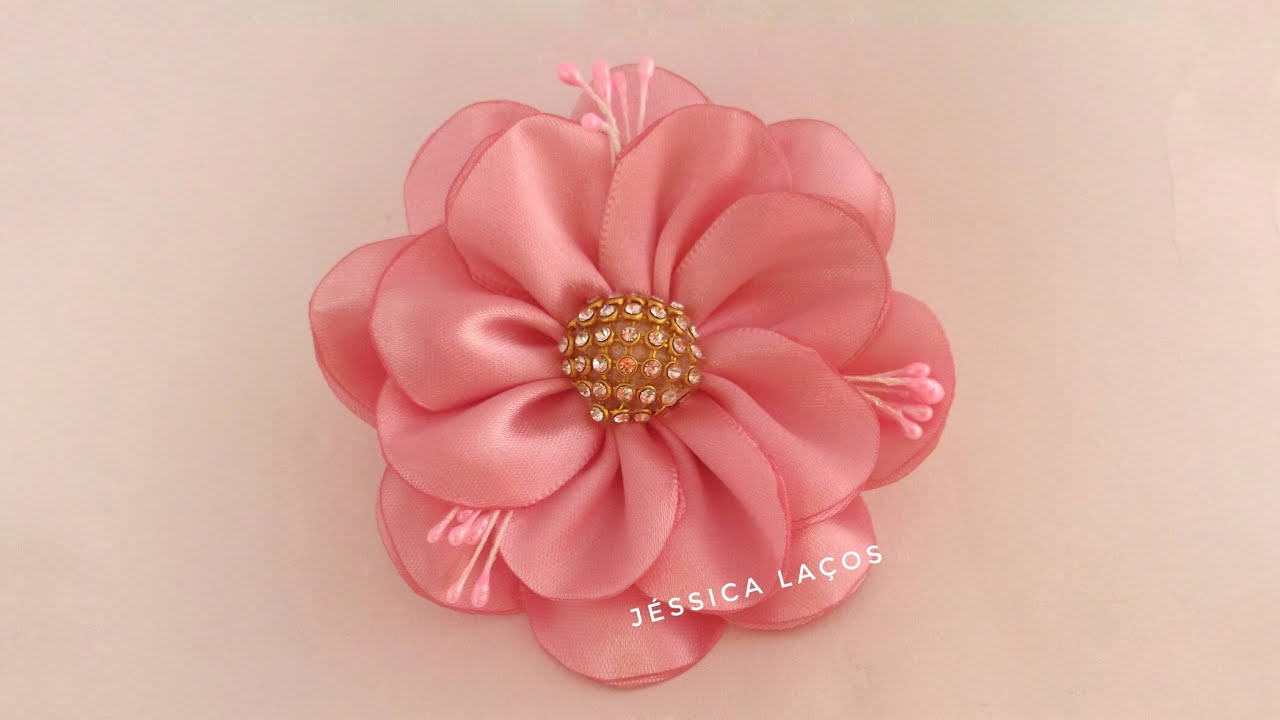 #jessicamagalhãis #handmade# DIY PAP Flor de cetim facil/satin flower/Easy satin flower