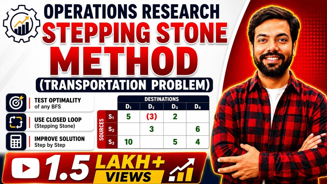 #11 Stepping Stone Method in Transportation Problem//O.R. In Hindi