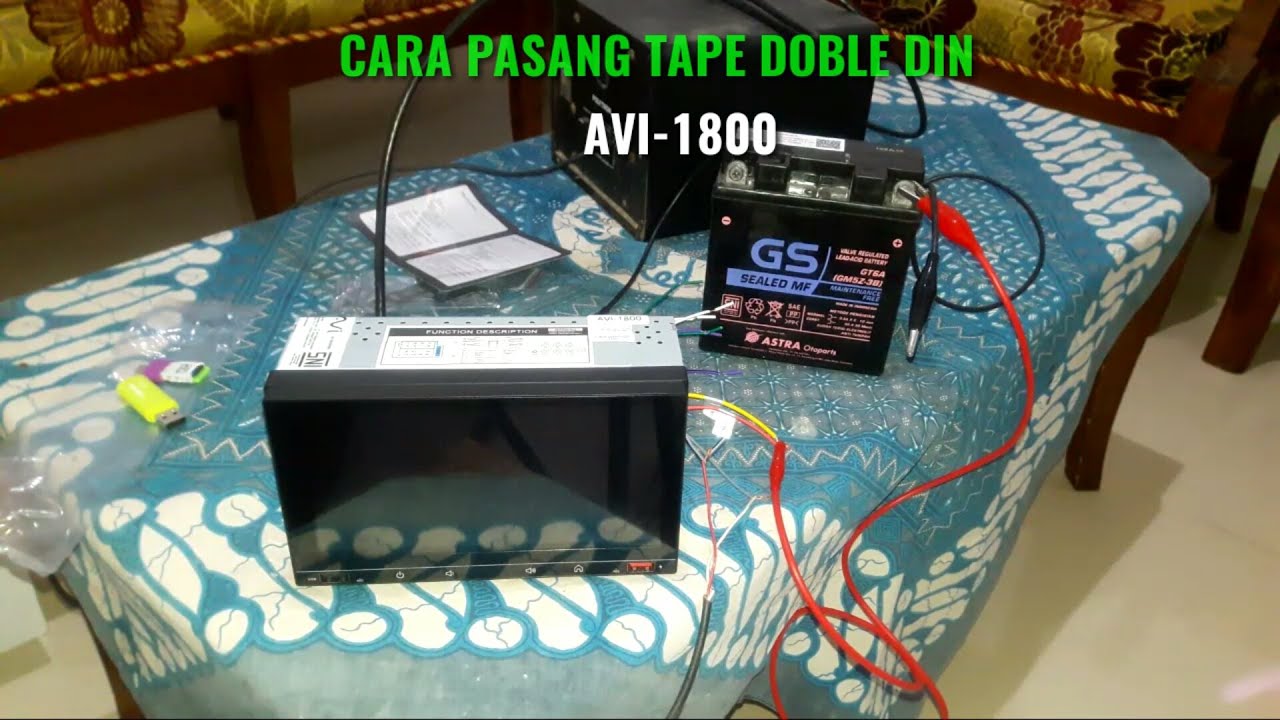 tape mobil doble din merk avi 1800 || cara pasang tape mobil doble din merk avi 1800