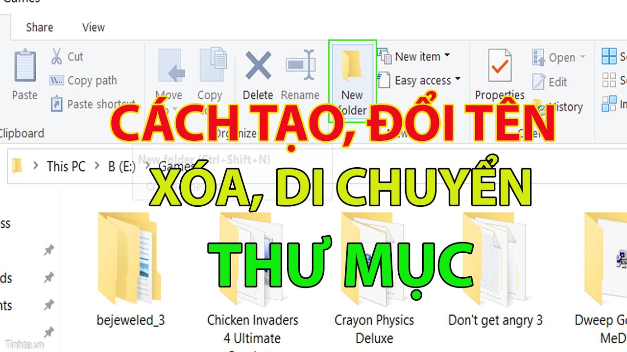 Cách tạo, đổi tên, di chuyển và xóa thư mục trên máy tính