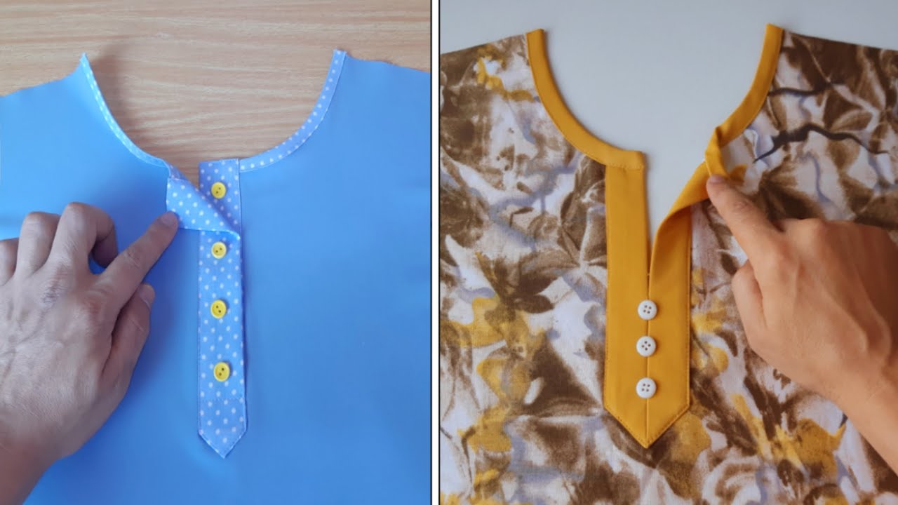 2 Beautiful easy methods of neck cutting and stitching the professional|  neck design
