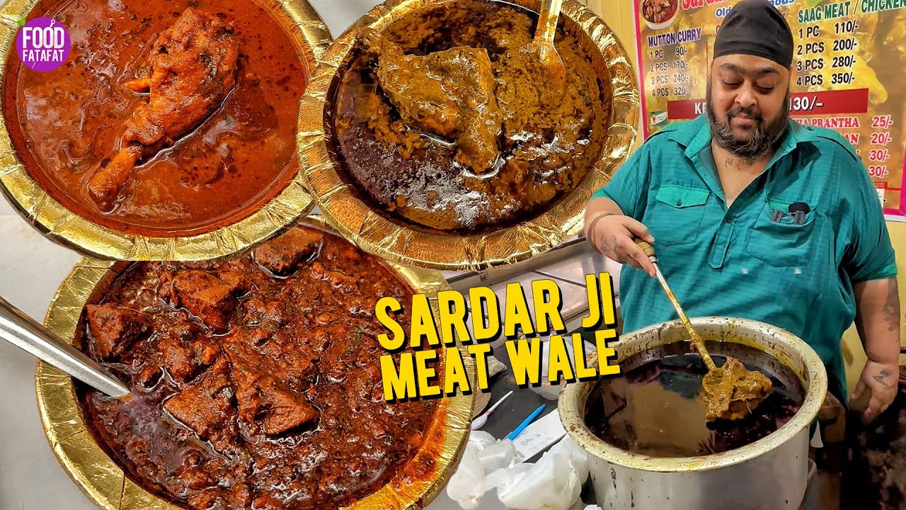 Desi Ghee Ka Saag Meat, Keema Kaleji | Sardar Ji Meat Wale | Delhi Street Food Karol Bagh