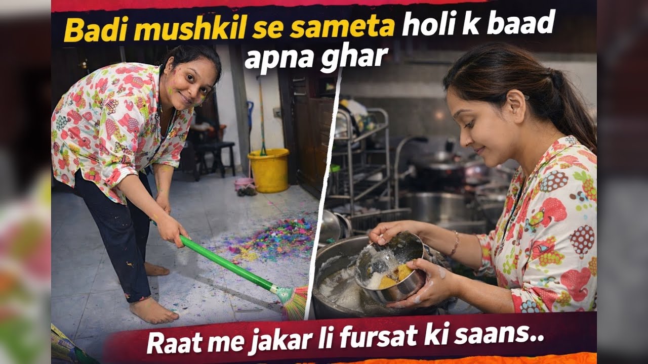 Holi ke baad ghar ka haal 😱 | Badi mushkil se sameta apna ghar |  #dailyvlog @vaishus_life 