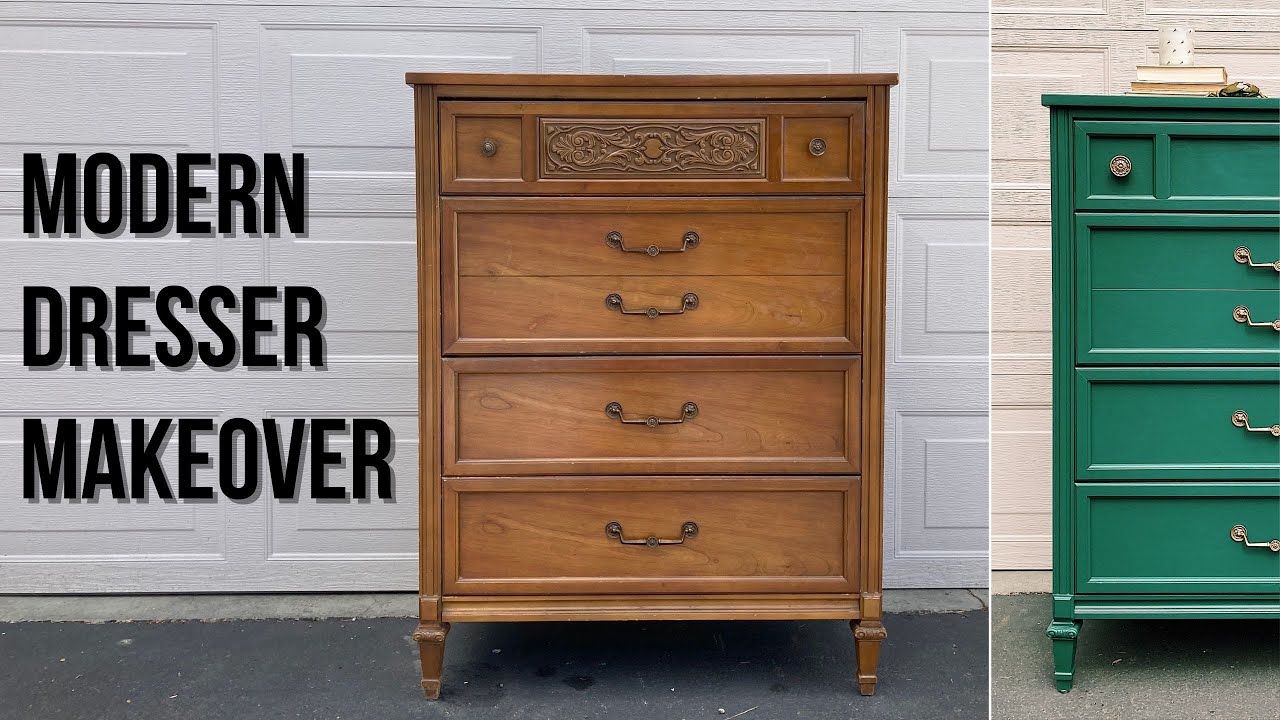 How to Paint Vintage Furniture *Respectfully* | Modern Dresser Makeover | Damaged Laminate & Veneer