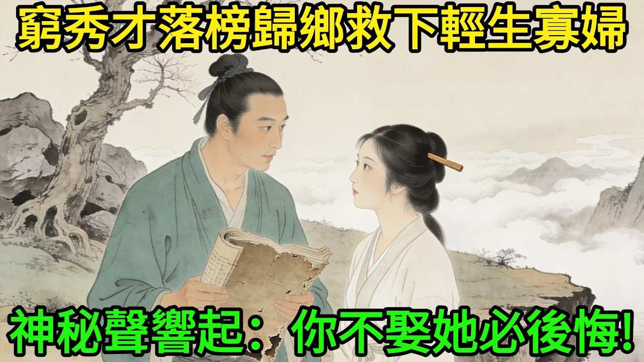 窮秀才落榜歸鄉，在懸崖邊救下一個想要自盡的寡婦，就在這時神秘聲音響起：你不娶她必後悔!#民間故事#善有善報#爲人處世#故事分享