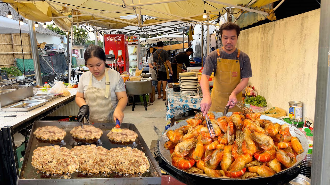 Готовим без остановки! Шеф-повар готовит разнообразные тайские блюда и стейки | Тайская уличная еда