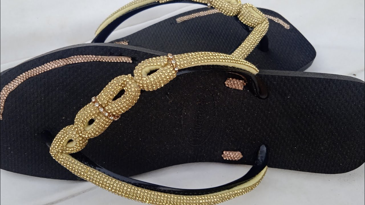 CHINELO CUSTOMIZADO NO TUBO DE MEIA CANA DE STRASS/ FÁCIL E VENDÁVEL