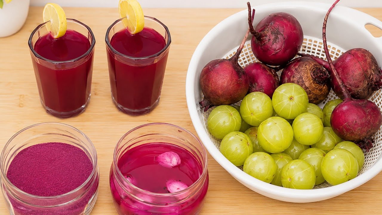 Amla beetroot premix for a refreshing drink. ये एक पाउडर बना लो जो कि कई रेसिपी में काम आएगा। 