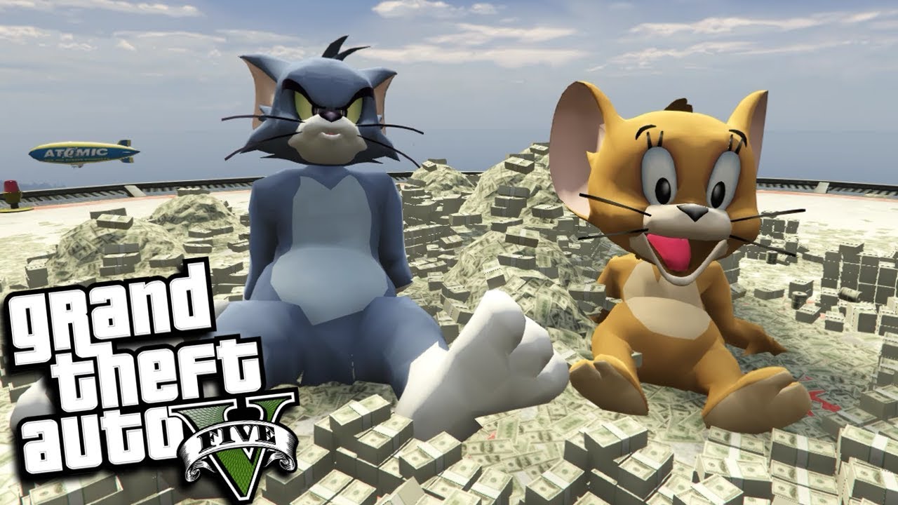 GTA 5 Mods - TOM AND JERRY ROB A BANK MOD (GTA 5 PC Mods Gameplay)