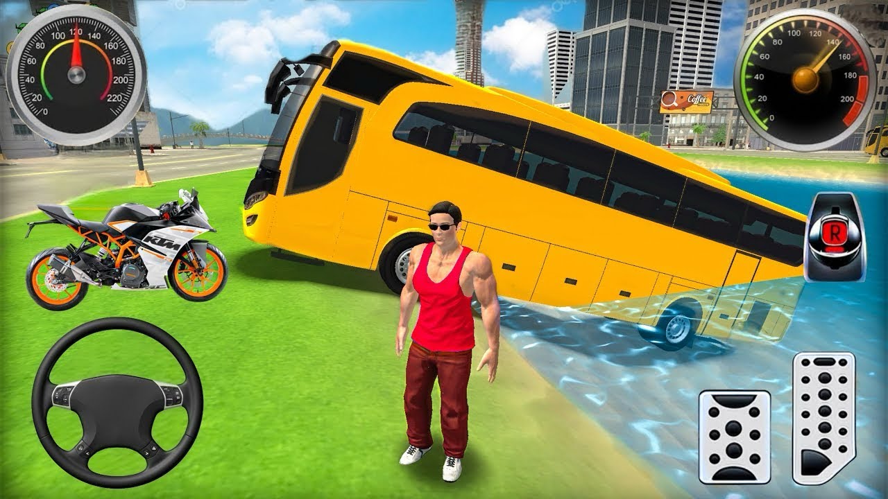 Public Transport Bus and Motorbike Driving in Open World Game - Android Gameplay 