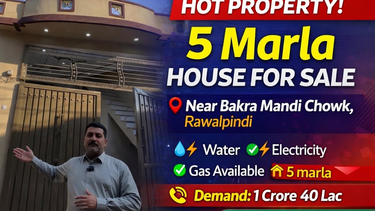 5 Marla Single Storey House for Sale | Near Bakra Mandi Chowk Rawalpindi | Demand 1 Crore 40 Lac
