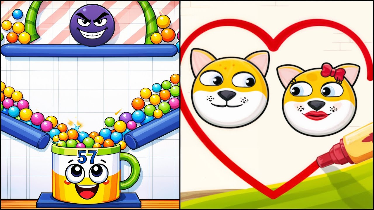 Rope and Balls VS Dog In Love Draw Game - All Levels SpeedRun Gameplay