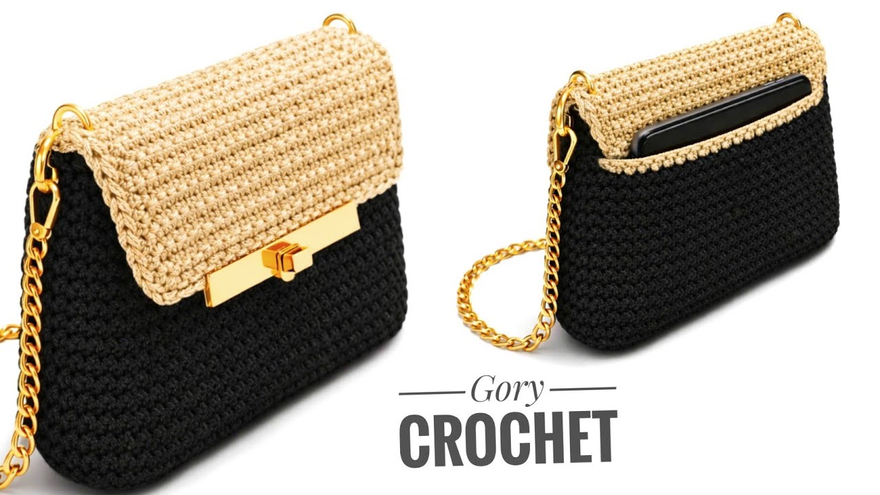 شنطه كروشيه كروس بجيب خلفي موديل سهل وبسيط bag crochet  