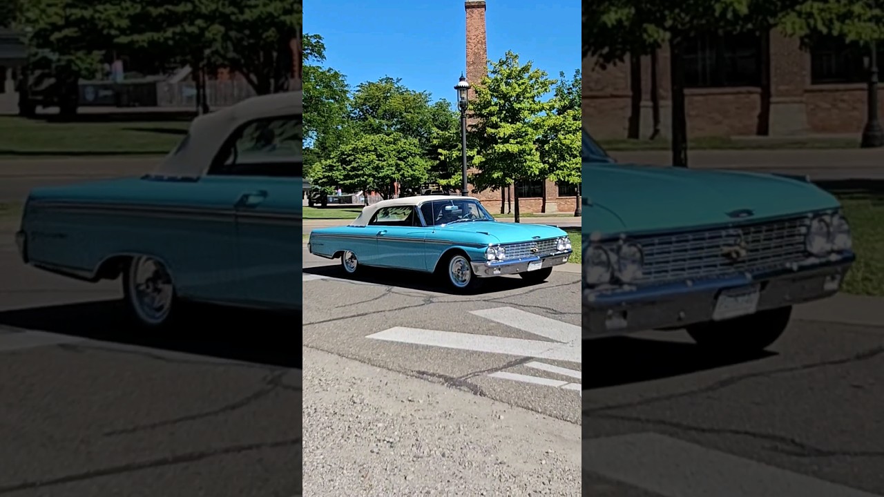 1962 Ford Galaxie 500 XL Blue Classic Car Drive By Engine Sound Motor Muster Greenfield Village 2024