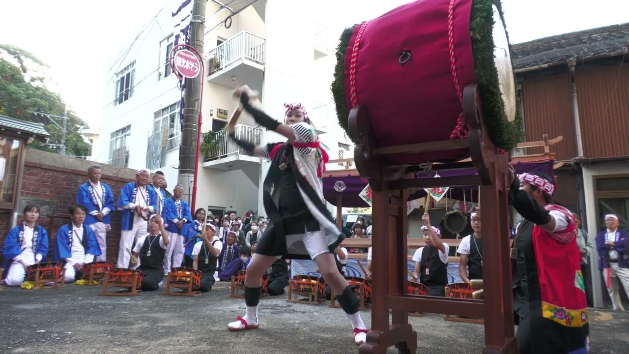 令和5年 戸町くんち　上戸町浮立太鼓・シャギリ・樽神輿　戸町二丁目奉納　2023年10月19日