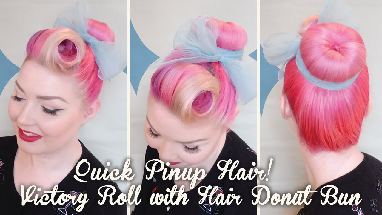 Quick Pinup Hair! Victory Roll with Hair Donut Bun | Diablo Rose