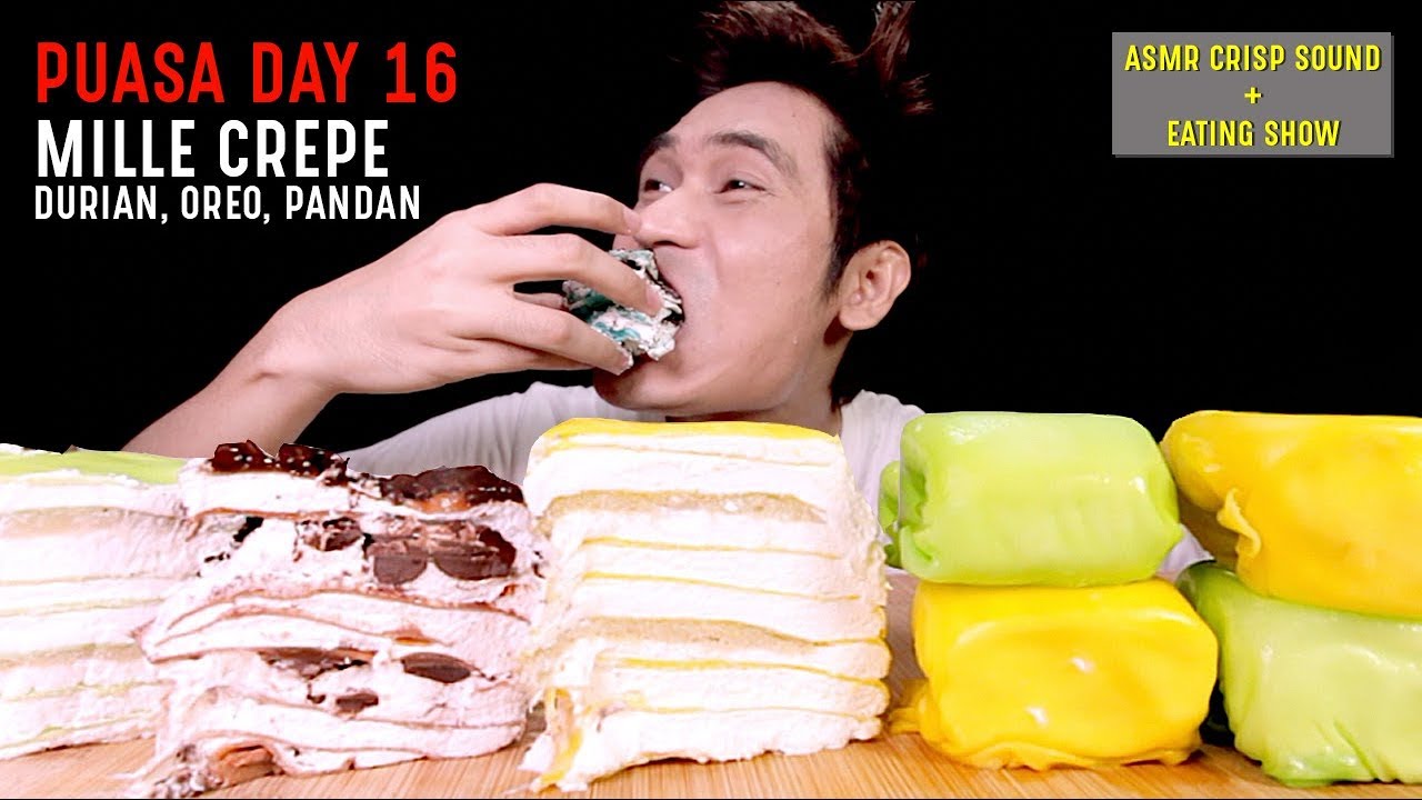 PUASA DAY 16: OREO + DURIAN MILLE CREPE & DURIAN CREPE | EATING SHOW W/ ASMR MALAYSIA 🇲🇾