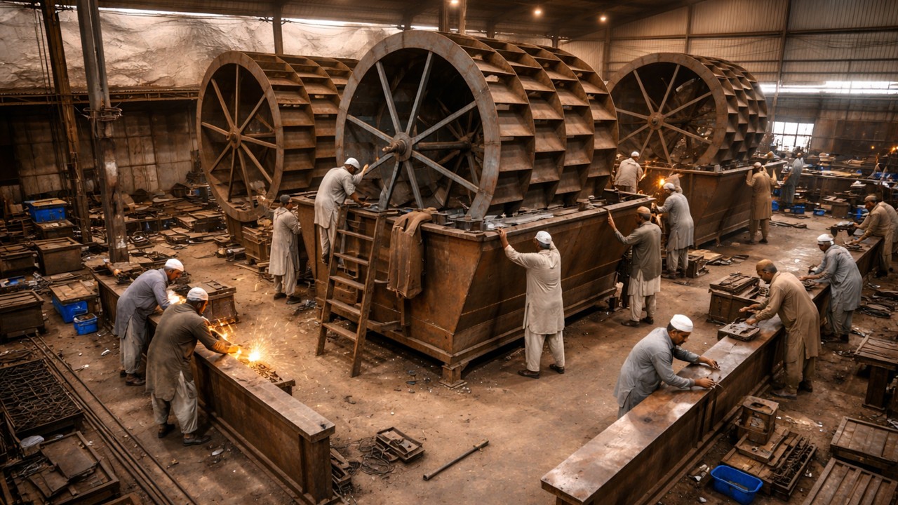 How Giant Bucket Wheel Sand Washing Machines Are Built | Full Factory Process @pkmechanics 