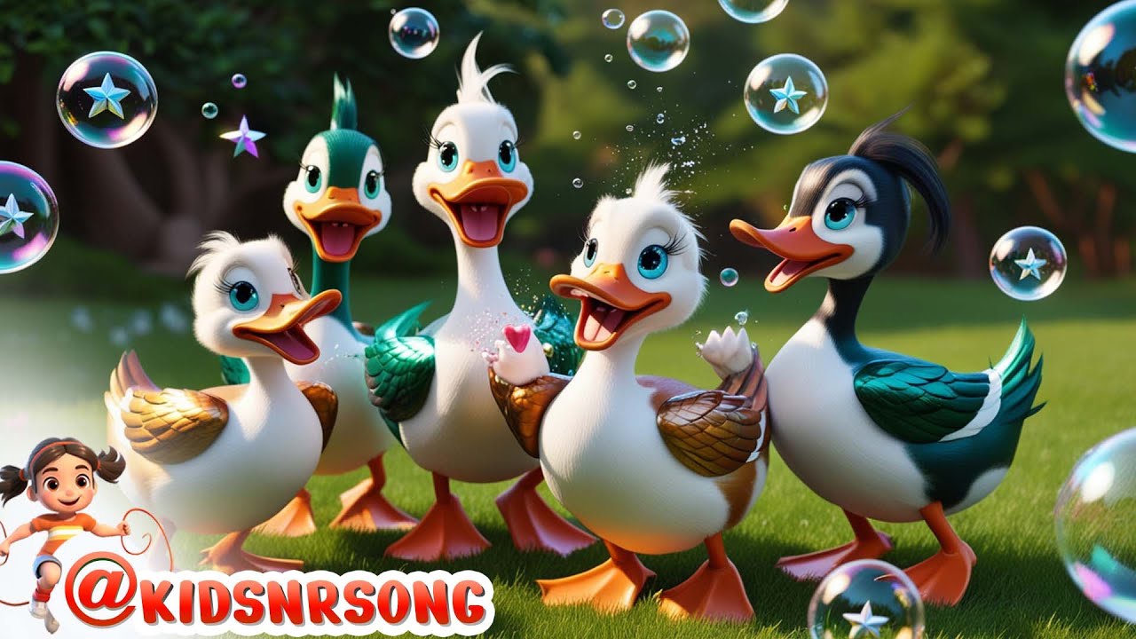 Five Little Ducks Having Fun in the Bath Funny Nursery Rhymes for Kids