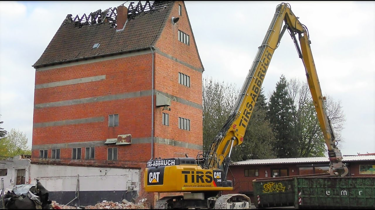 Abbruch Hochsilo Altenmedingen - 2 große Abbruchbagger Cat 349E 32m//336E - Abriss ohne Probleme