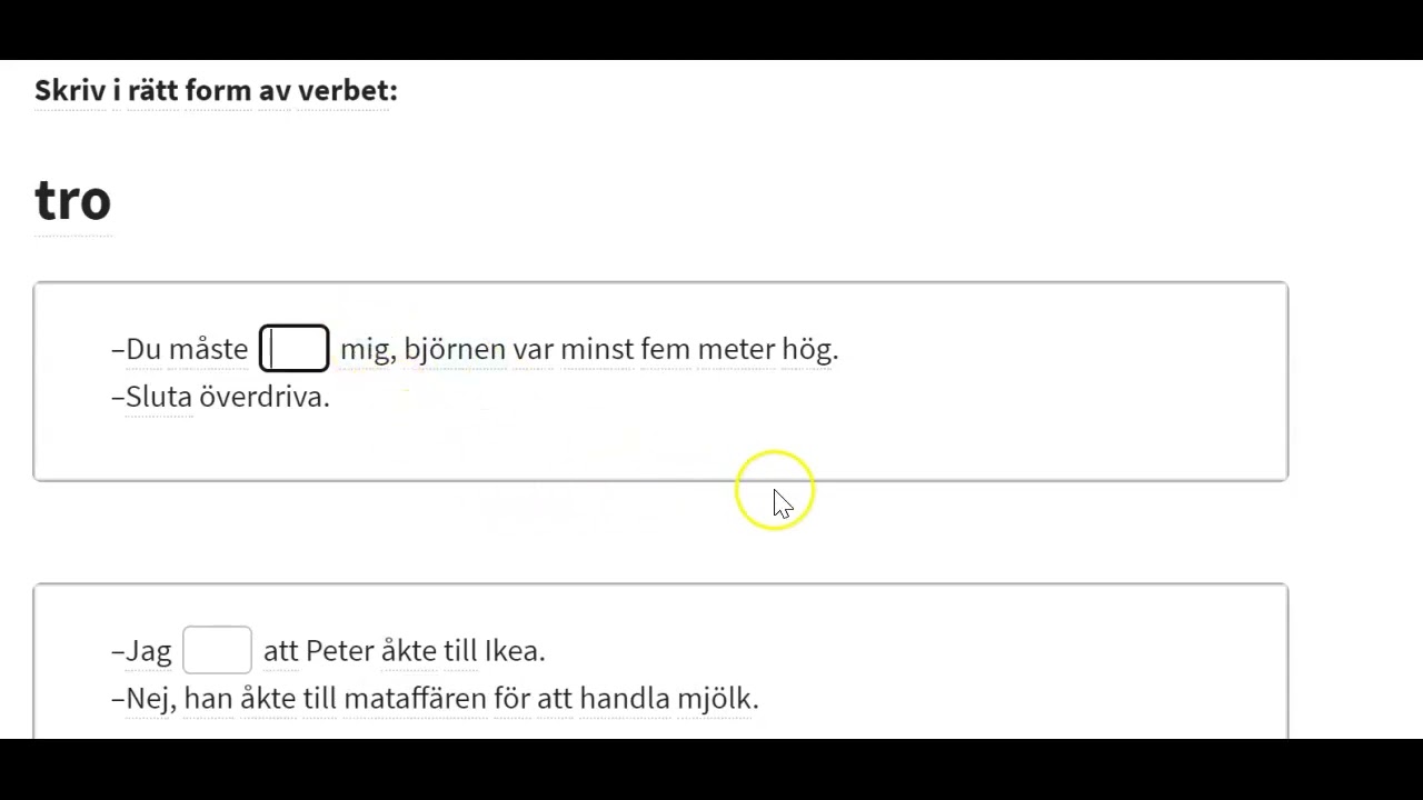 Öva verbformer - grupp 3