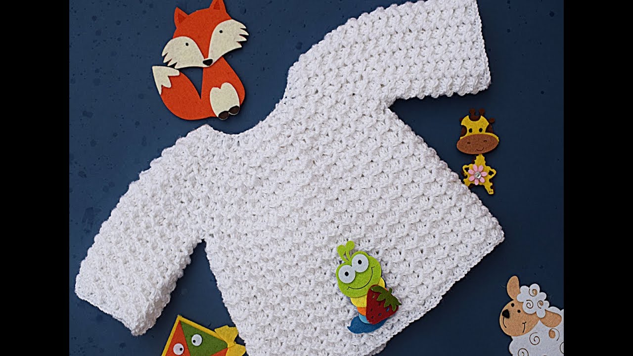Jersey , chambrita, saco de bebe a crochet Majovel  ideal para principiantes #crochet #ganchillo