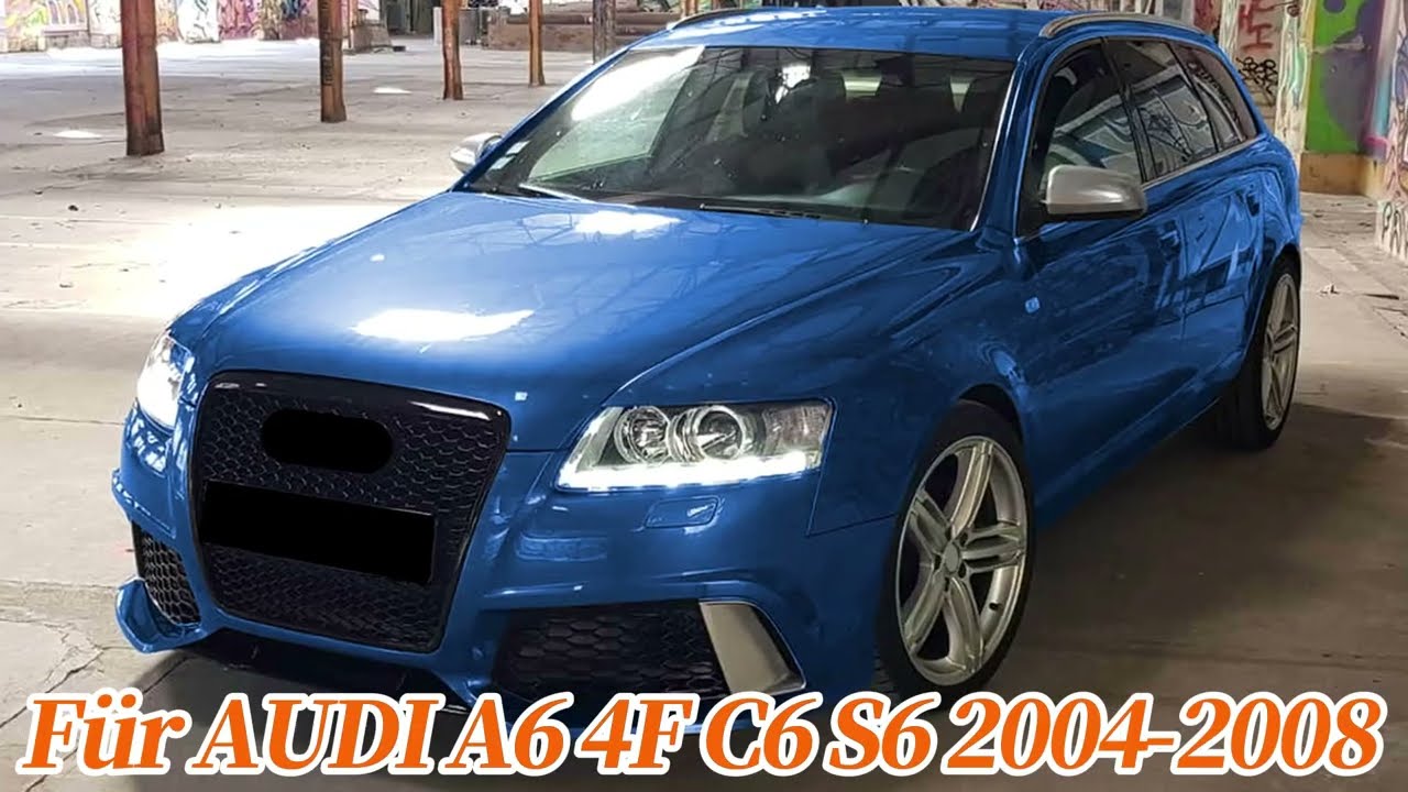 SpeedyParts.de - RS6 Optik Schwarz Wabengrill K&uuml;hlergrill Front Grill f&uuml;r AUDI A6 4F C6 S6 ohne PDC