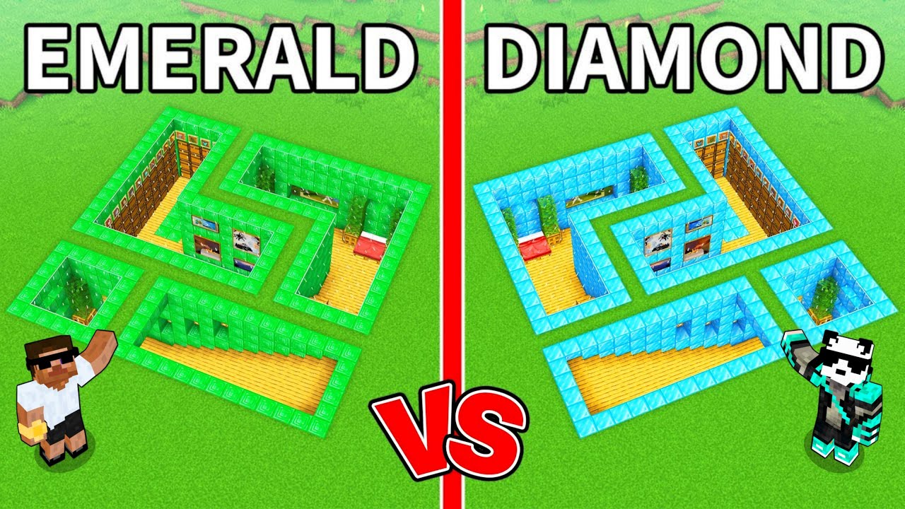 EMERALD vs DIAMOND Underground House in Minecraft