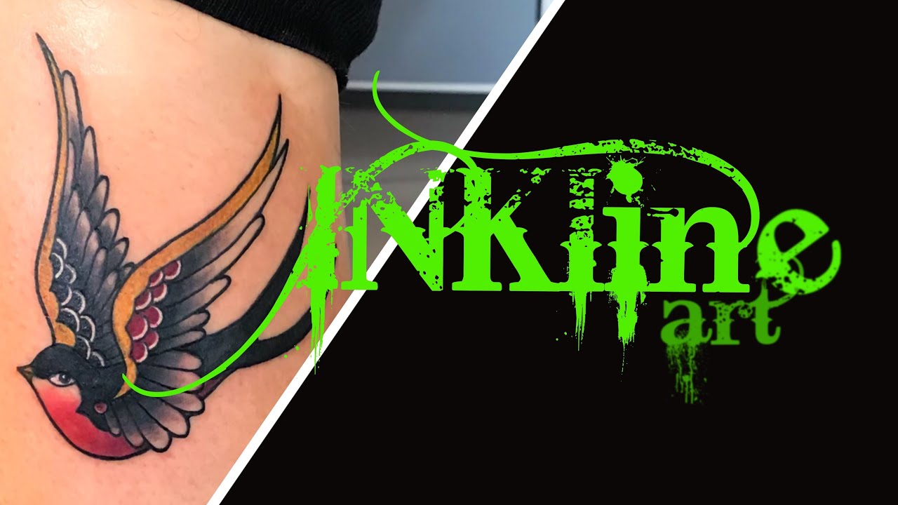 Tattoo REAL TIME - Traditional swallow - INKLINE ART