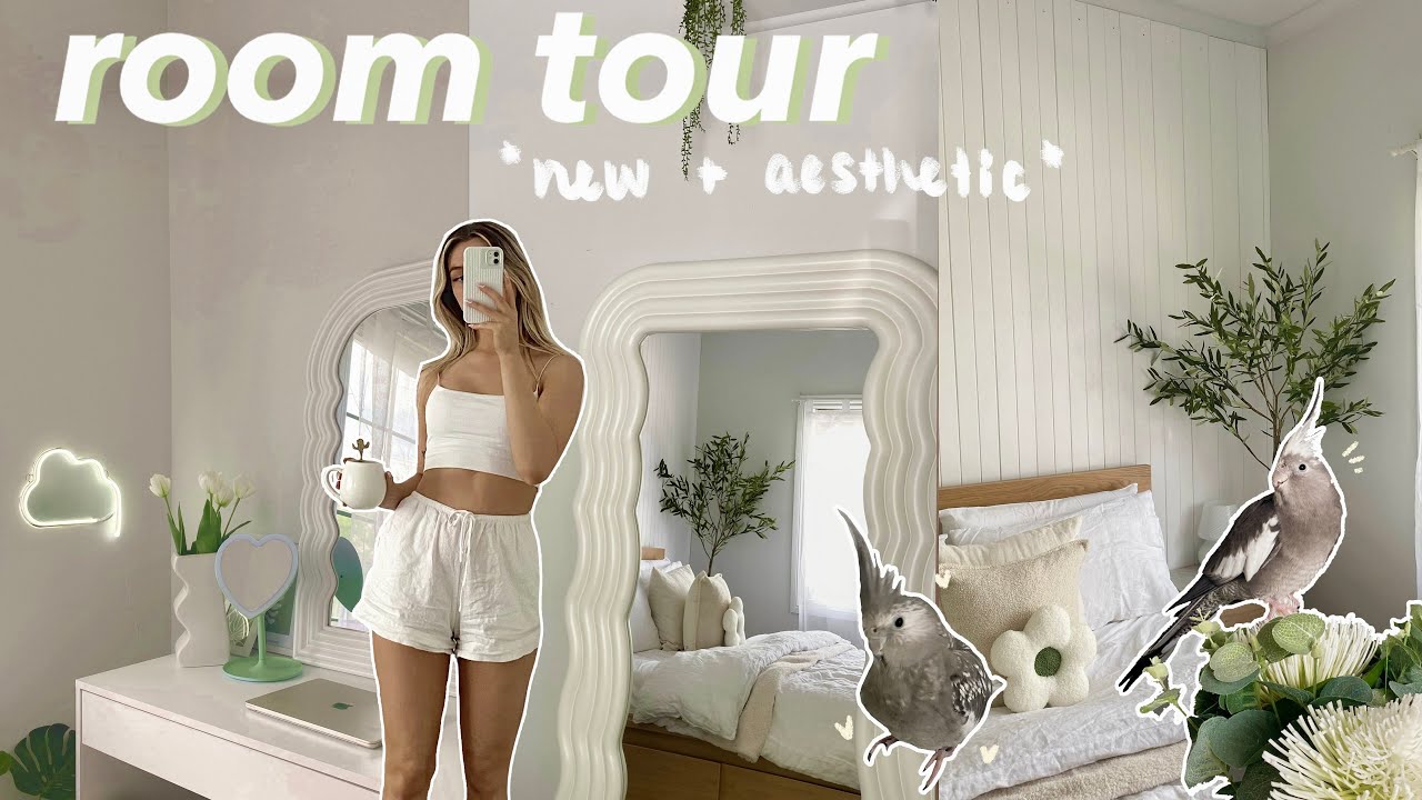 new + aesthetic ROOM TOUR ☁️🌱 ( pinterest inspired furniture & decor )