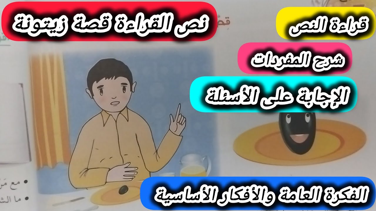 نص القراءة قصة زيتونة الإجابة على الأسئلة استخراج الفكرة العامة والأفكار الأساسية #الرابعة #ابتدائي 