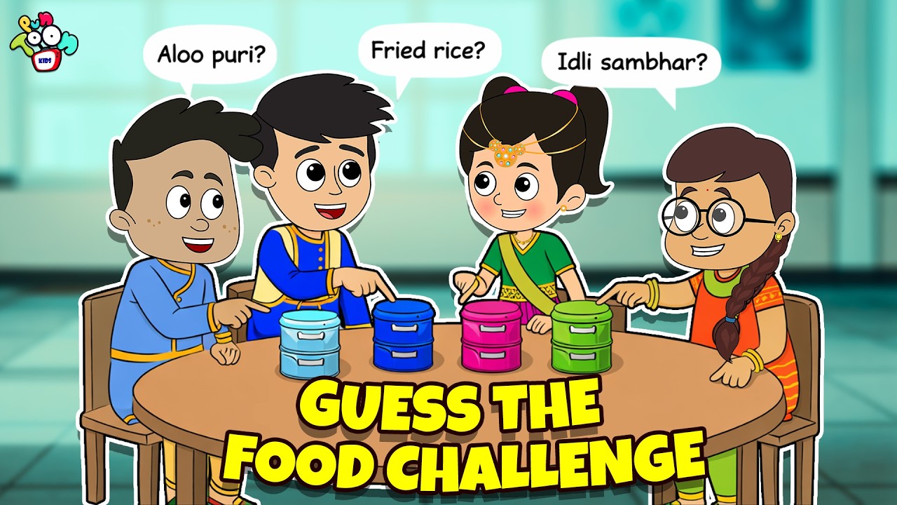 Guess the Food Challenge | Tiffin Party | Animated Stories | Cartoon | Moral Stories | PunToon Kids