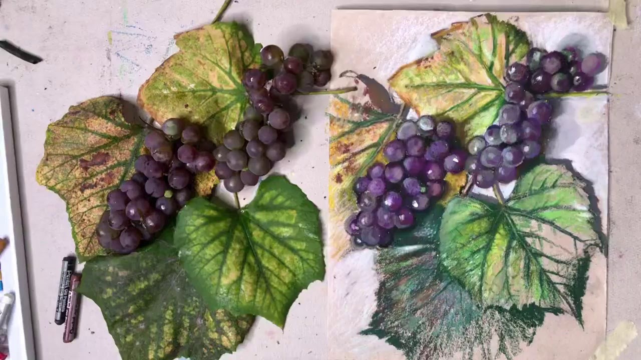 MARTWA NATURA Z WINOGRONAMI - PASTELE OLEJNE